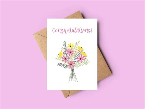 Flower Bouquet Congratulations Card - Etsy