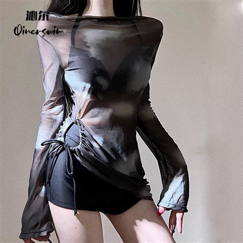 Mesh Three Piece Bikini Swimsuit Feminine Beach Vacation Swimsuit Shopee Malaysia