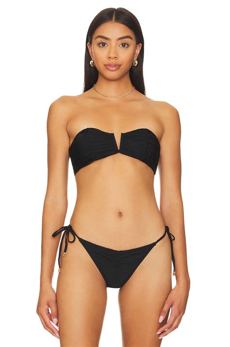 PQ Ruched Bandeau Bikini Top In Midnight REVOLVE