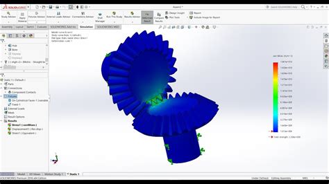 Advance Cylindrical Fixture Bevel Gear Simulation In Solidworks Youtube