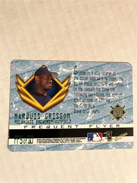 Milwaukee Brewers Marquis Grissom 1998 Access Airlines Fleer Baseball