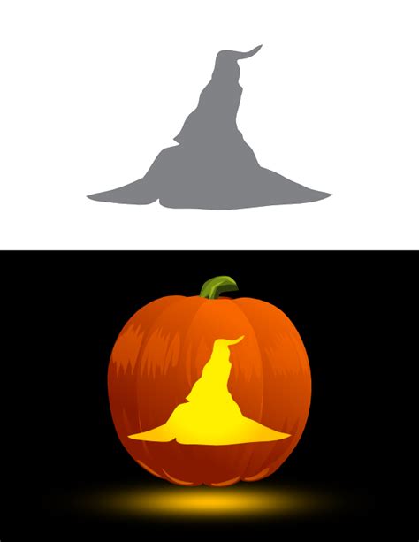 Printable Tattered Witch Hat Pumpkin Stencil