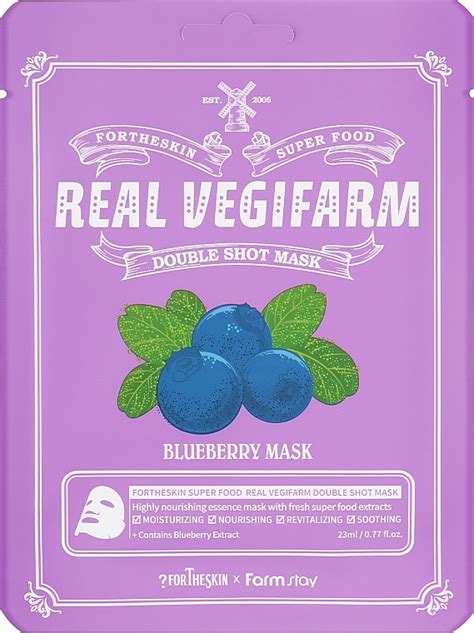 Blueberry Extract Intensive Moisturizing Face Mask Fortheskin Super Food Real Vearm Double