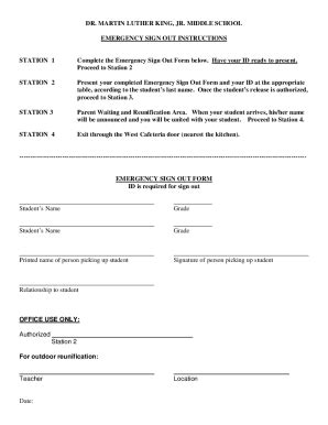 Fillable Online MLK MS Emer Sign Out Form MS Doc Fax Email Print