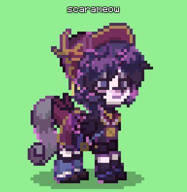 A Pixel Art Style Character With Purple Hair