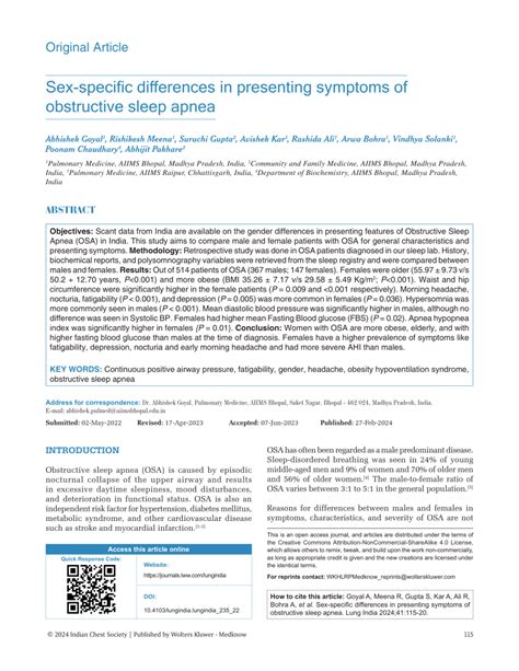 Pdf Sex Specific Differences In Presenting Symptoms Of Obstructive