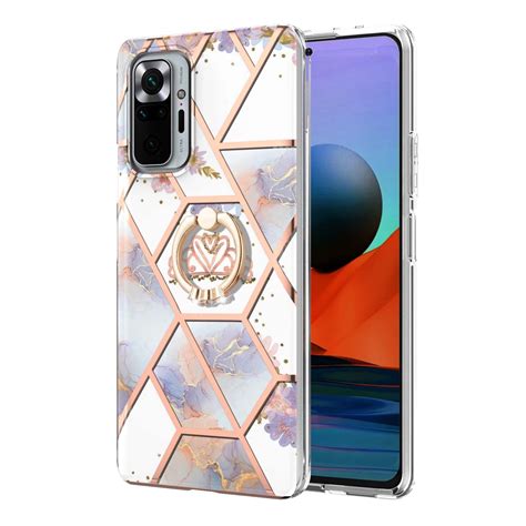 For Xiaomi Redmi Note Pro Max Electroplating Splicing Marble Flower