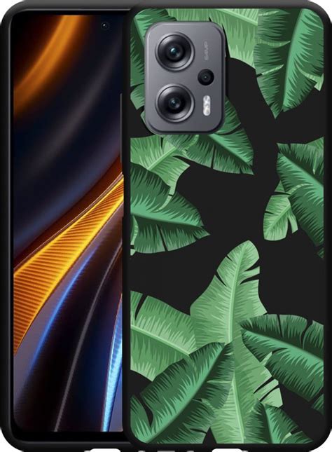 Poco X4 GT Hoesje Zwart Palm Leaves Designed By Cazy Bol