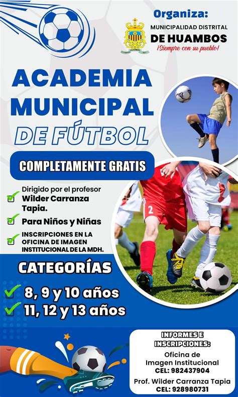 Inscríbete en la Academia Municipal de Fútbol de Huambos Campañas