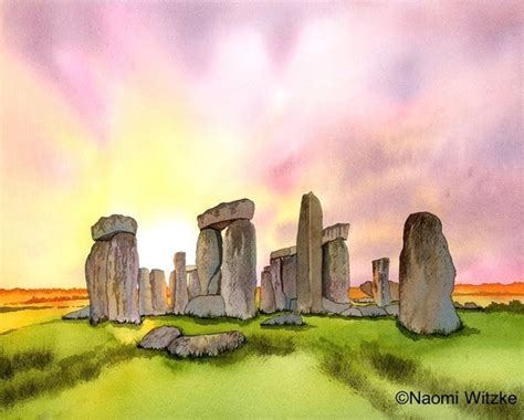 Stonehenge Watercolor Art Print Stonehenge Art Stone Circle | Etsy