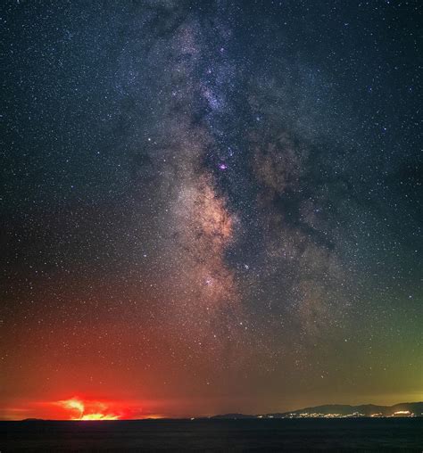 The Milky Way And The Wildfire In Evia Island Ii Photograph By Alexios