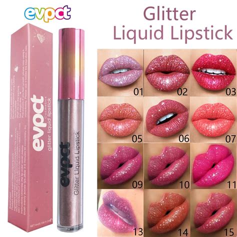 Brand Diamond Glitter Liquid Lipstick Makeup Waterproof Shimmer Lip Gloss Long Lasting Nude