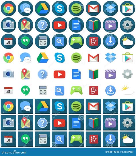 Android Icons On Transparent Background. Android Vector Icons On