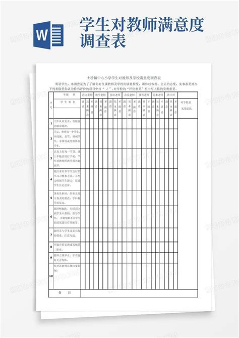 学生对教师满意度调查表 Word模板下载编号lnonjoyz熊猫办公