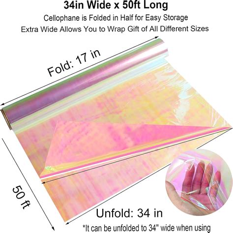 Iridescent Cellophane Wrap Roll 34 In X 50 Ft Iridescent Cellophane