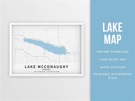 Printable Map of Lake Mcconaughy Nebraska United States - Etsy