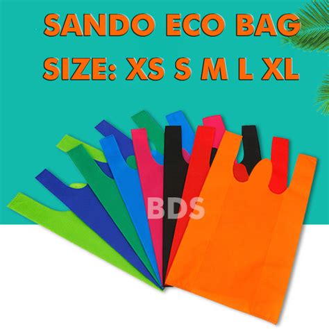 50pcs Sando Eco Bag 5size Plain Reusable Shopping Tote Non Woven Vest