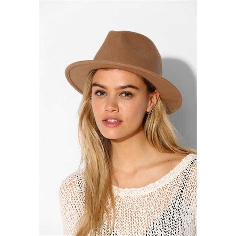 Beige Felt Slouch Fedora Hat