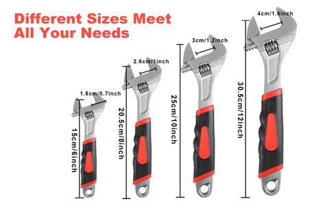 AHAQU 4PCS Adjustable Spanner Set 4 Sizes Heavy Duty Adjustable Wrench