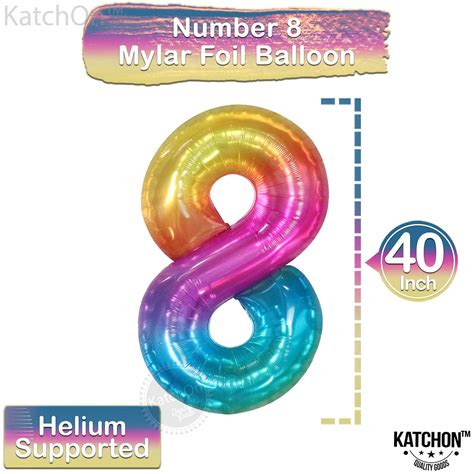 Snapklik.com : Giant Rainbow Number 8 Balloon - 40 Inch, 8 Balloons For ...