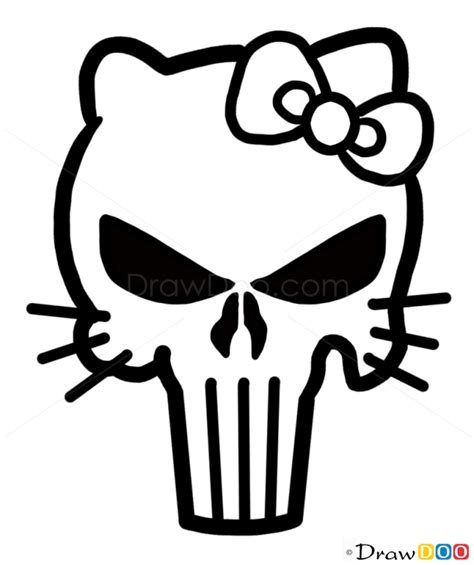 How to Draw Hello Kitty Skull, Tattoo Skulls