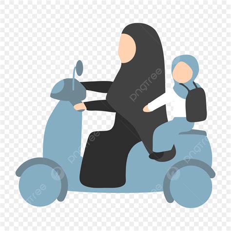 Ibu Dan Anak PNG Image, Vector Ibu Dan Anak Perempuan Naik Motor, Ibu ...