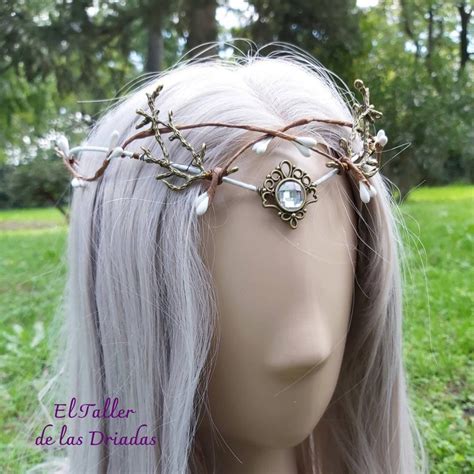 Weiße Elfenkrone mit Zweigen und Hirschhörnern Tiara elfies Etsy