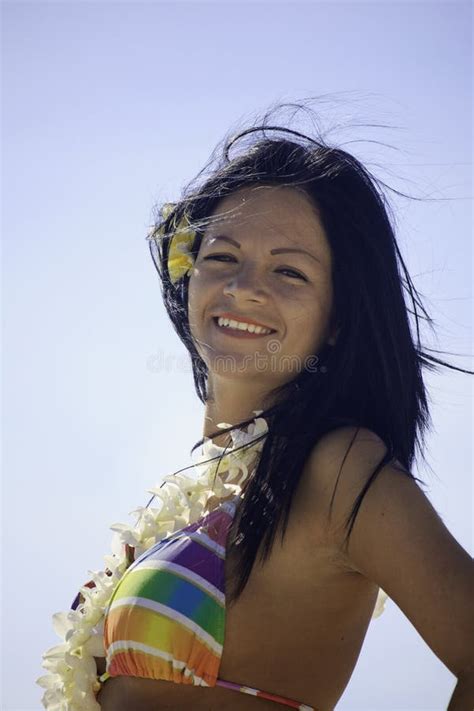 Woman In Rainbow Bikini Stock Image Image Of Smiling 19982421