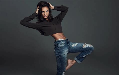 Wallpaper girl model jeans brunette cute for mobile and desktop section девушки resolution