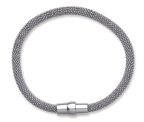 Sterling Silver Mesh Rhodium Magnet Clasp Bracelet Ebay