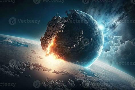 Asteroid Impact On Earth Meteor In Collision Coming From Space