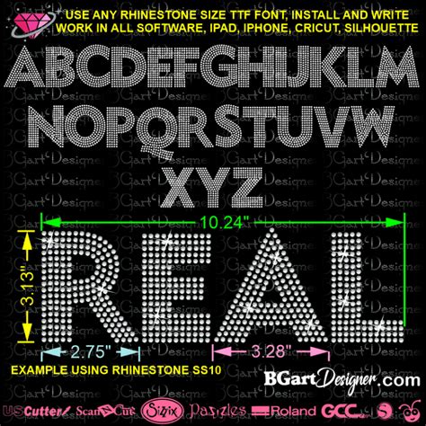 Round Rhinestone Alphabet BGART5 Best Rhinestone Fonts