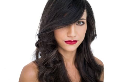 Premium Photo Glamorous Brunette With Red Lips Posing
