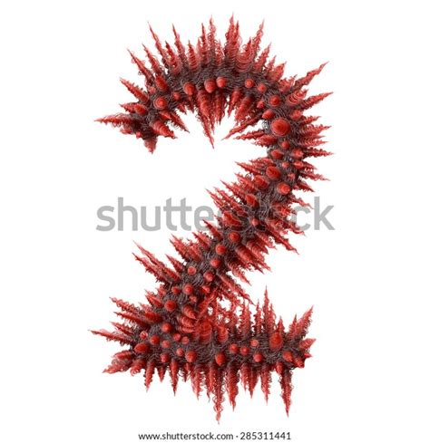 3d Abstract Creative Red Spikes Number Stock Illustration 285311441