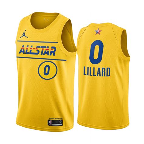 Damian Lillard 0 Blazers Nba 2021 All Star Gold Western Conference Jersey