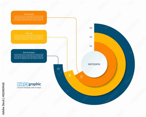 Infographic Semi Circle Layered Concentric Template With 3 Steps Options Process Chart Cycle