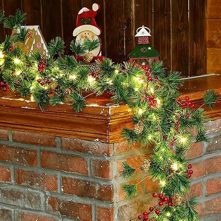 Amazon Ceenna Pcs Christmas Garland With Lights Pre Lit Ft