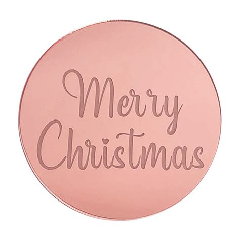 Merry Christmas Rose Gold Acrylic Disc Cakewarehousett