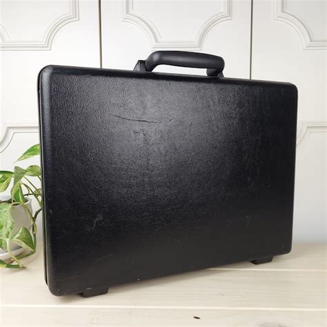 Vintage Black Samsonite Hard Shell Briefcase Working Gem