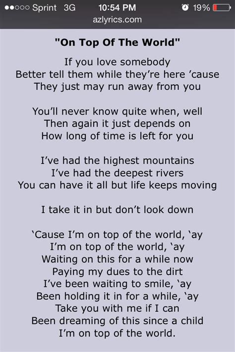 Imagine Dragons On Top Of The World Lyrics