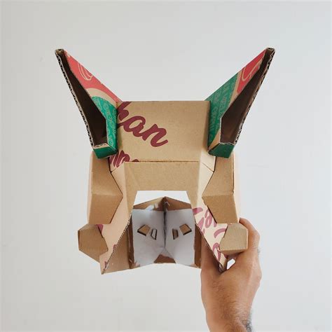 Cardboard Robot Helmet With Horn Template Diy Printable Pattern For Creating Fantasy Robot