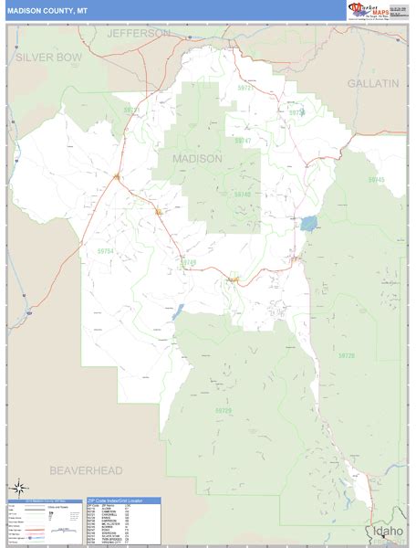 Madison County, Montana Zip Code Wall Map | Maps.com.com