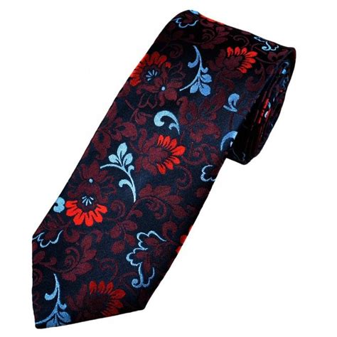 Tresanti Reale Navy Burgundy Light Blue And Red Patterned Mens Silk