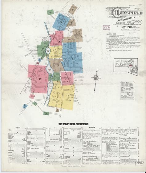 Mansfield 1916 Old Map Massachusetts Fire Insurance Index Old Maps