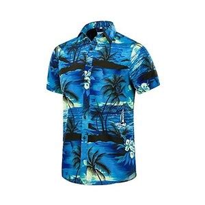 JKLPOLQ Camicia Hawaiana Da Uomo Motivo Floreale Casual A Maniche