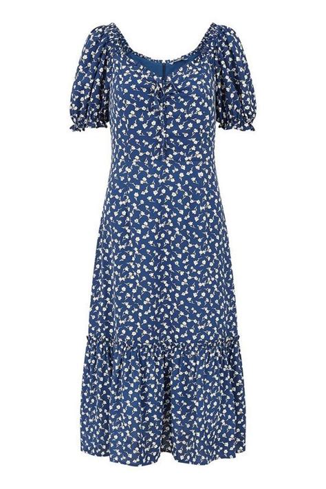 Dresses Navy Ditsy Print Gypsy Midi Dress Yumi