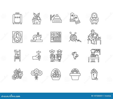 Handmade Business Line Icons Signs Vector Set Outline Illustration