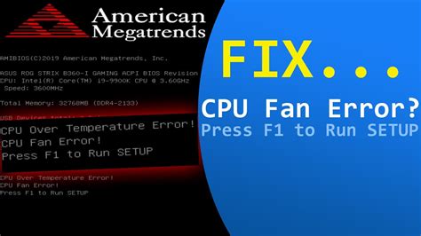 How To Fix Cpu Fan Error In Asus Motherboard Youtube