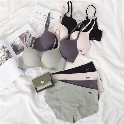 Push Up Bra Underwear Set Japan Comfortable Simple Natural Fixed Double Shoulder Strap Lingerie