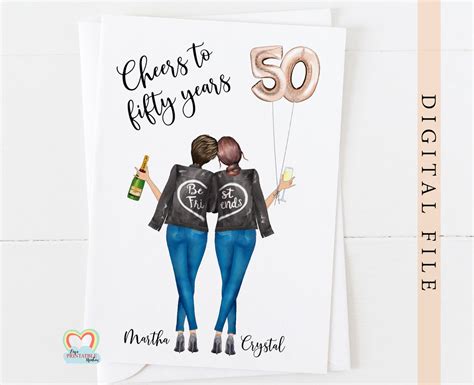 Best Friend 50th Birthday Card Printable Personalised 50th Etsy